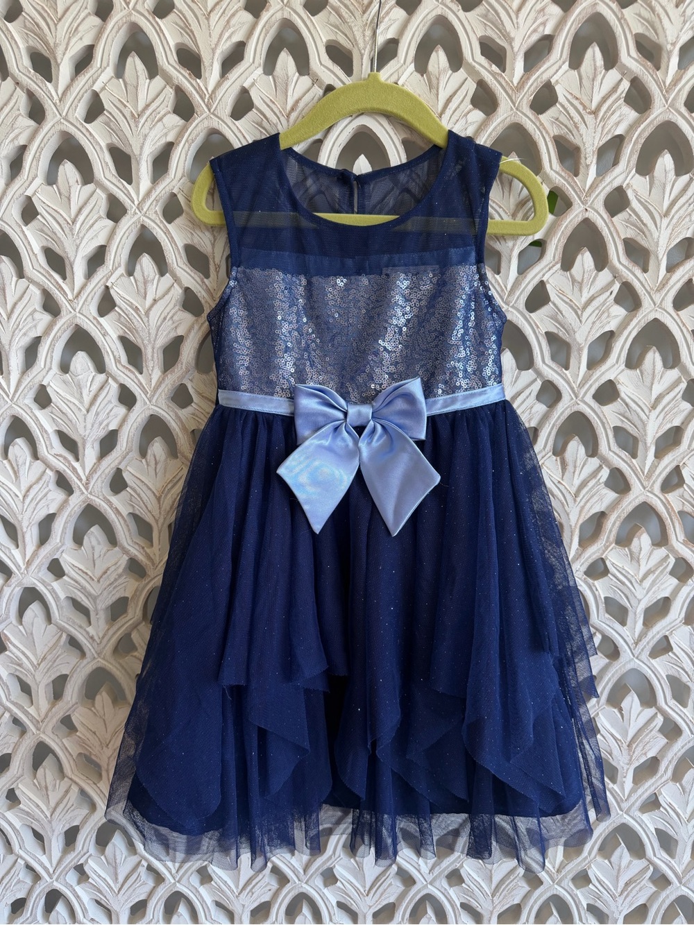 Jona Michelle Girls Navy Sequin Tulle Party Dress 4T
